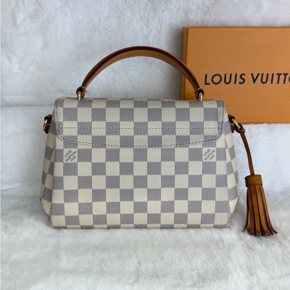 Authentic Louis Vuitton Checkered Damier Azur Croisette Pink Handbag Shoulder - Picture 3 of 13